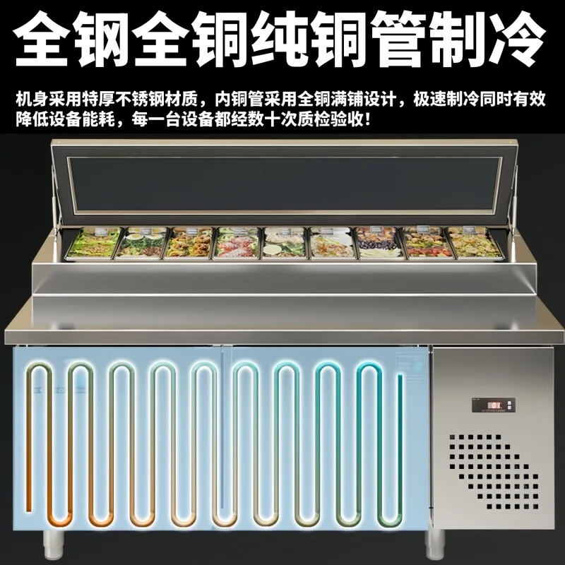Air-cooled salad Taiwanese merchant refrigerates with pizza spreader, slots work, fruit fishing freezer