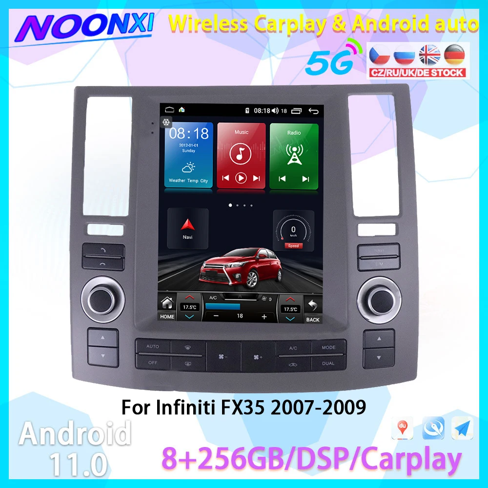 For Infiniti FX35 2007-2009 Car Radio Phone Stereo Bluetooth Multimedia Player GPS Carplay Coche IPS Android11.08G+256G 2DIN DVD