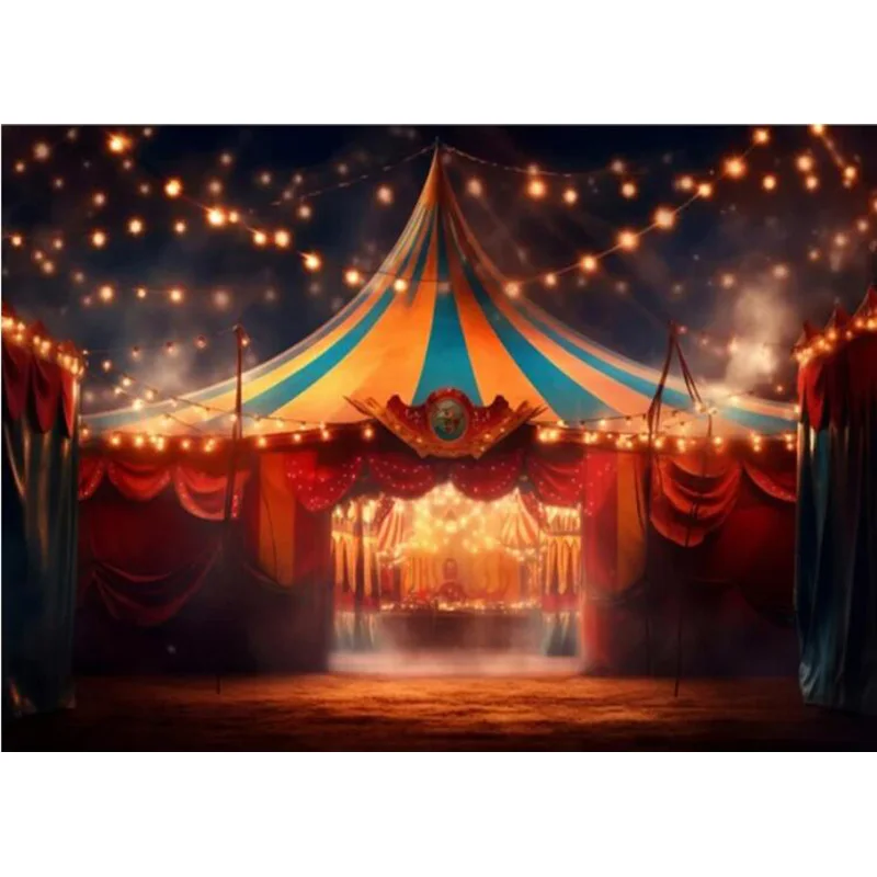 Circus Animal Trainer And Acrobat,Carnival Show Photography Backdrops Stage Clown Acrobatics Background Photo Booth Prop MG-02