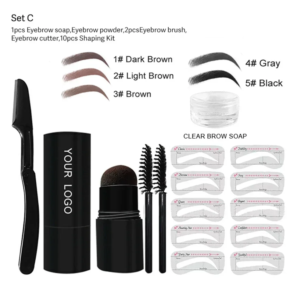 

Private Label Eyebrow Powder Set Custom Bulk Sweatproof Waterproof Cosmetic Knife Seal Eye Brow Powdering Non-fade Makeup Beauty