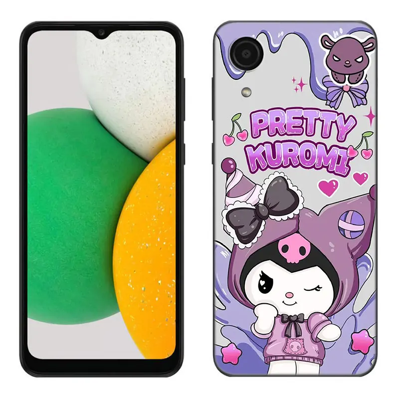 Cute Cartoon Sanrio Kuromi Phone Case For Samsung Galaxy A01 A03 Core A04 E A02 A05 A10 A20 A21 A30 A50 S A6 A8 Plus A7 Cover