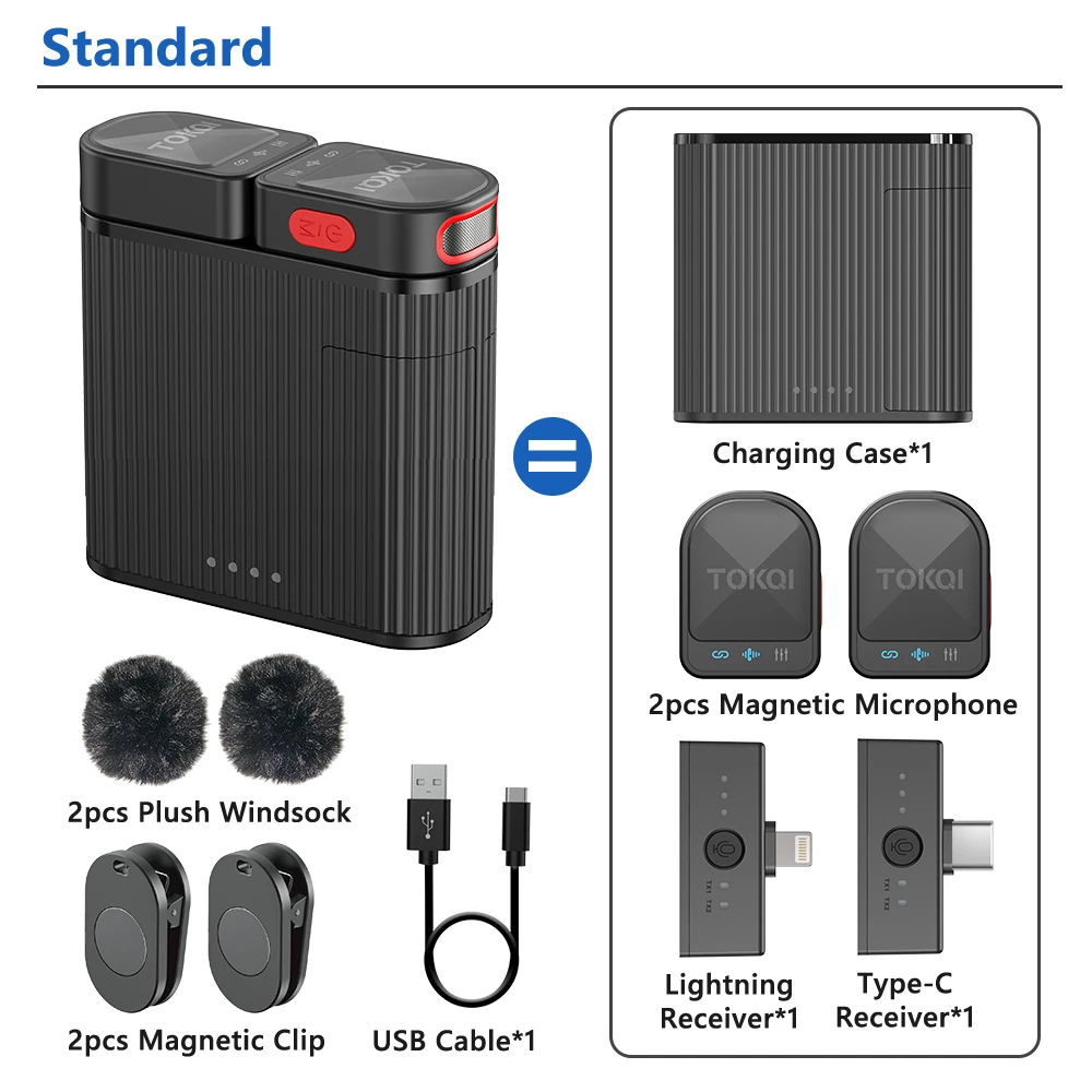 Mini Wireless Lavalier Microphone Professional 360° Pickup with ENC Noise Reduction,for iPhone Lightning Android Type-C Devices