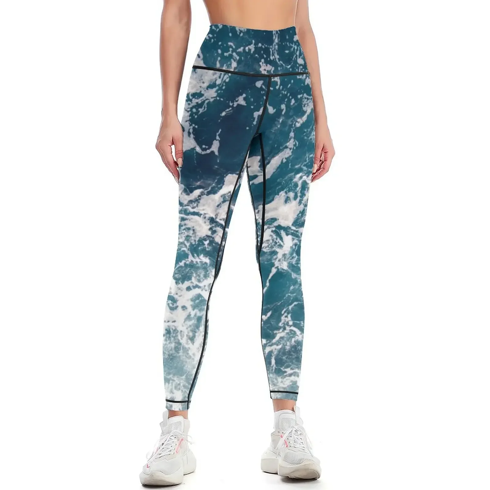 

Blue Ocean Waves Leggings Tight fitting woman flared gym womans for physical Womens Leggings