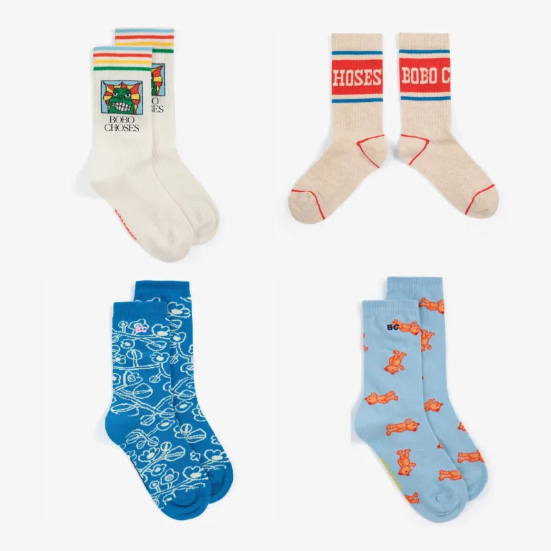 Children's Socks 2026 Autumn/Winter Letter Solid Color BC Boys and Girls Cartoon Socks