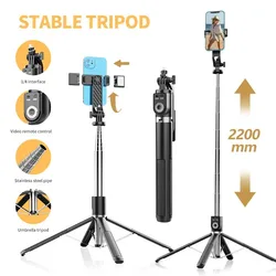 Selfie Stick P220 Wireless Selfie Stick Tripod 2.2m Foldable with Rechargeable Bluetooth Remote GoPro Action Camera Phone Holder