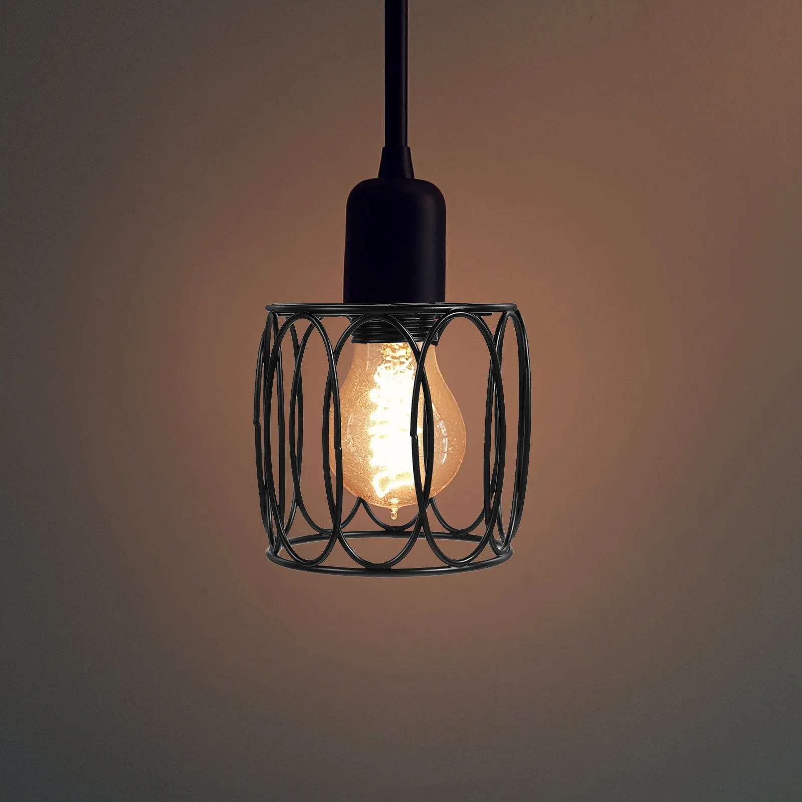 

Cage Shape Pendant Lamp Shade Compact Retro Metal Lampshade for Living Room Bedroom Dining Area Soft Diffused Lighting