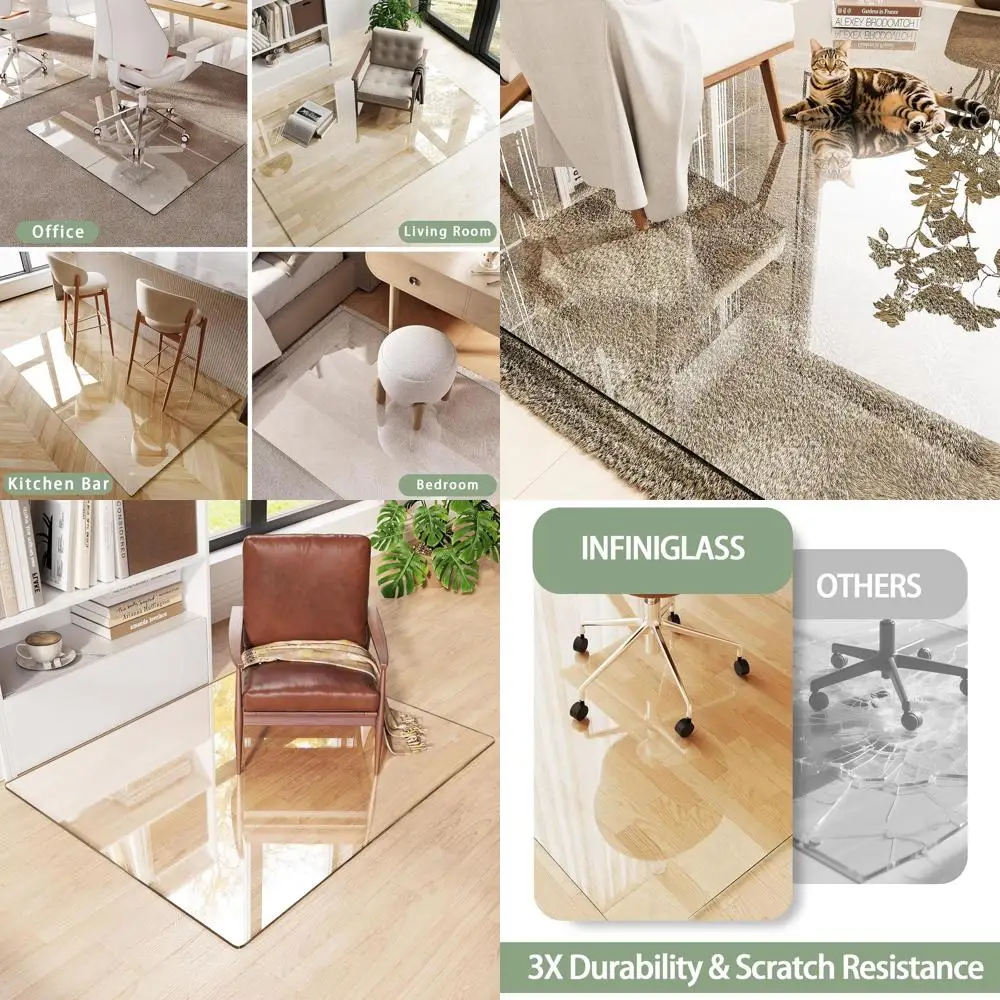 

Сверхпрозрачный сверхпрочный коврик для стула 46x36 для ковров из твердой древесины и с низким ворсом, поддерживает 1000 фунтов, толщиной 0,2 с нескользящими подушечками.