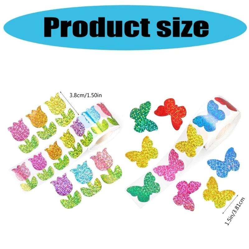 W89C Flowers Sticker Cartoon Gift Sticker Butterfly Sticker Reward Sticker
