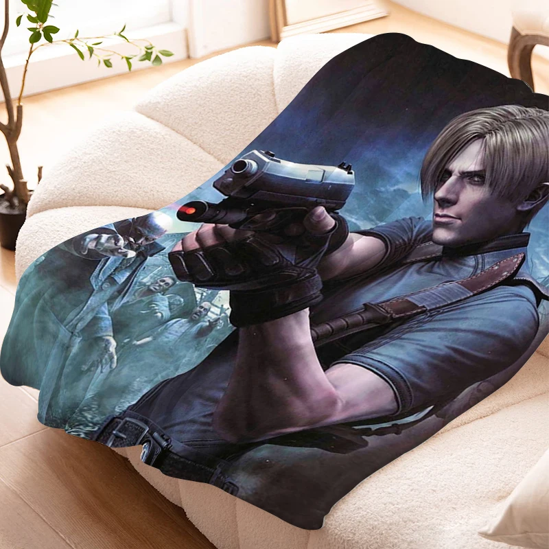 Sofa Blankets for Winter Leon Kennedy Custom King Size Warm Knee Bed Fleece Camping Fluffy Soft Blankets Microfiber Bedding