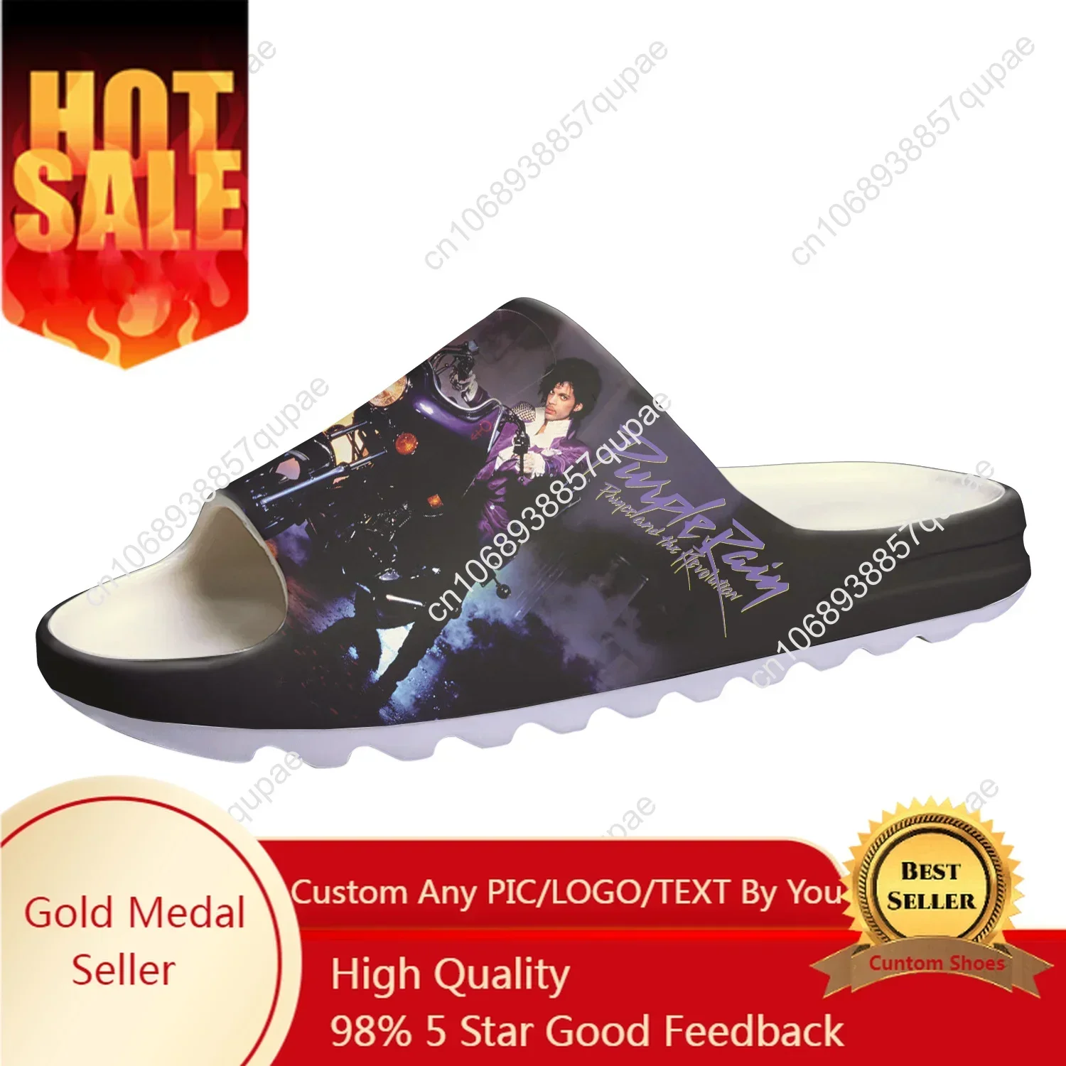 Prince Rogers Nelson Purple Rain Singer Soft Sole Sllipers Home Clogs Men Women Teenager Custom Made Sandals Water Shit  Step in