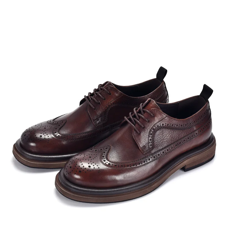 Derby shoes Vintage carved cowhide men's shoes all leather casual business wear men's shoes leather shoes brogues