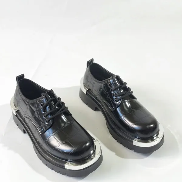 

2025 new British platform leather trendy men's iron head niche ins casual derby shoes
