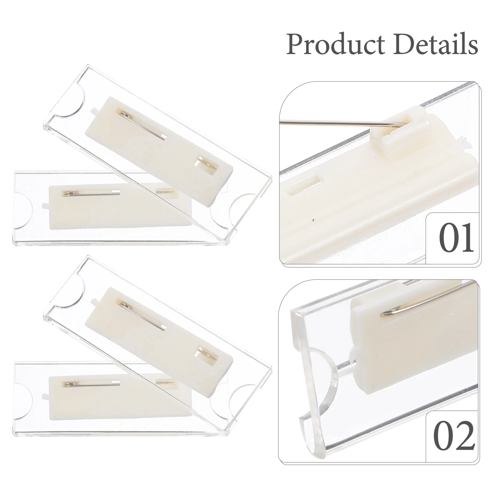 

10pcs Acrylic Insert Card Badge Holder Name Cases Hotel ID Tags 70x20mm Clip Pin Student Employee Work Uniform Identification
