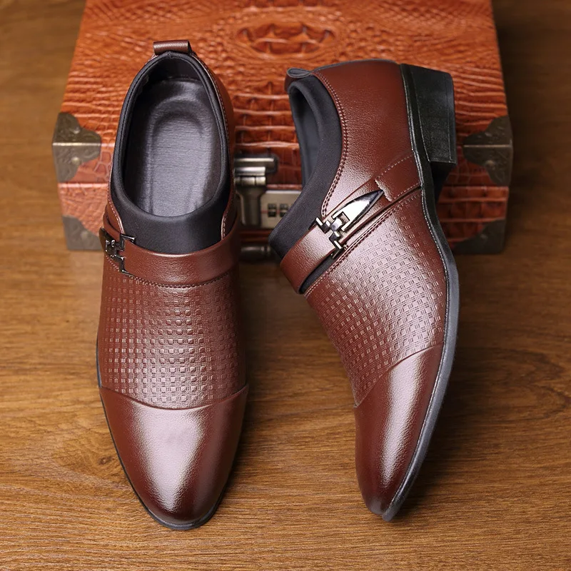Men's New Business Casual Large Men's Shoes British Korean Round Head Leather Shoes Extra Large Men's Shoes