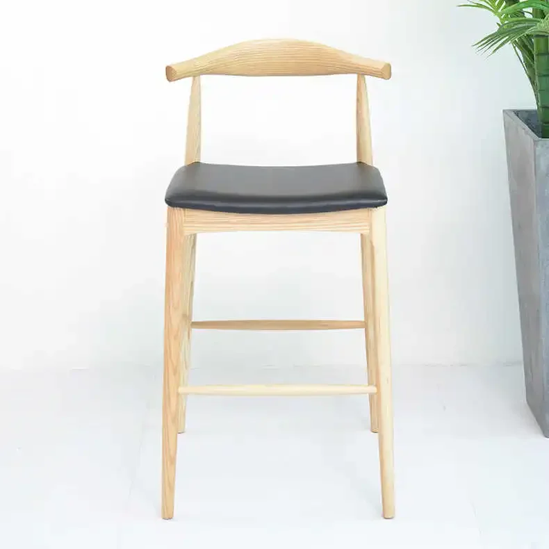 Modern bar room furniture wooden frame soft leather seat high bar stool chair bar chair