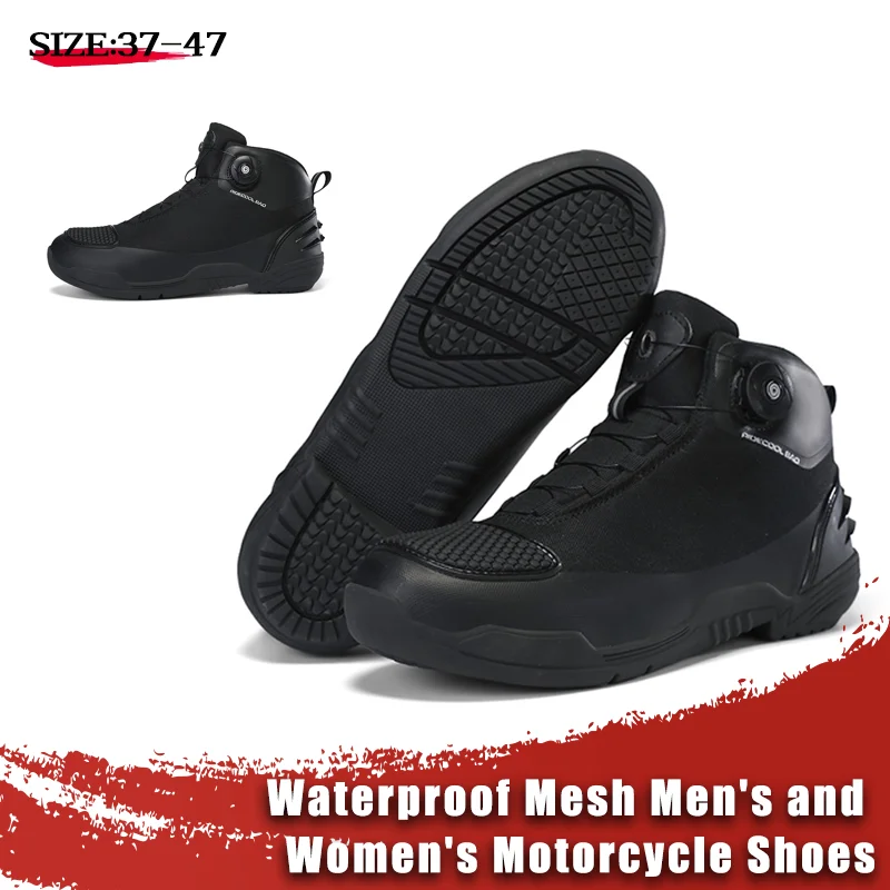 

2026 New Waterproof Summer Breathable Motorcycle Boots Men Women Retro Street Bike Motocross Shoes Anti Slip Wear Resistant Off