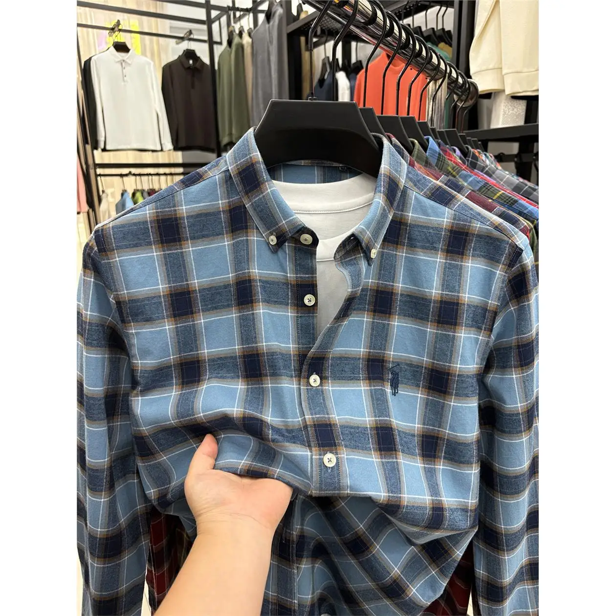 

Paul Pure Cotton Long Sve irt Men's Casual Plaid irt Spring Autumn Season Breathable Comfortable Non-deformable Sweat ...