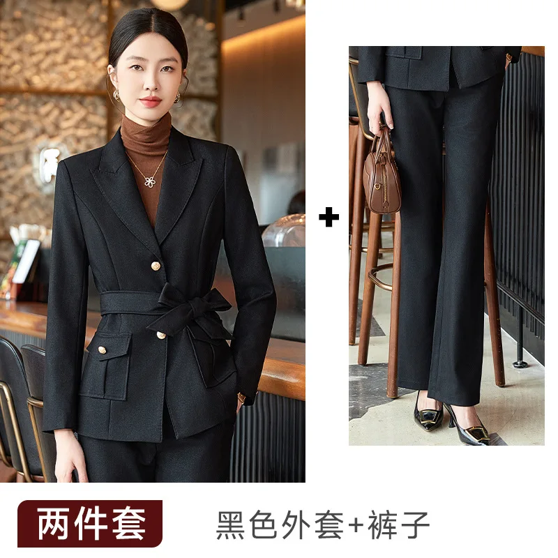 2024Autumn and Winter New Purplish Red Suit Jacket Women's Pants Professional Casual Two-Piece Suit Fashion High-End