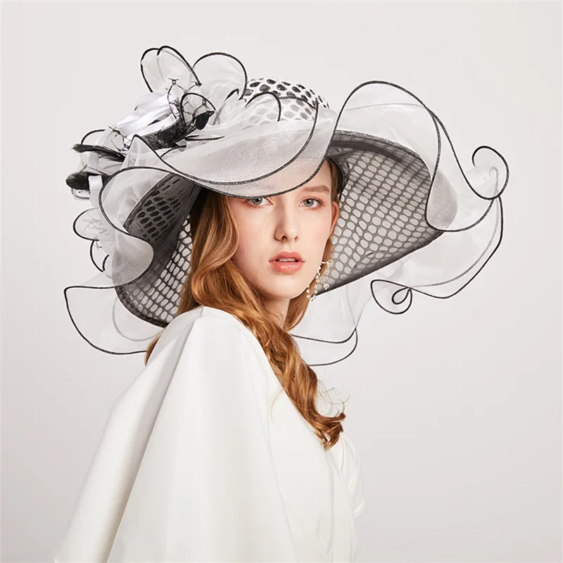 

Ladies Fascinators Deby Hat Fedora Summer Church Elegant Organza Linen Sun Hat Photography Party Hair Accessories