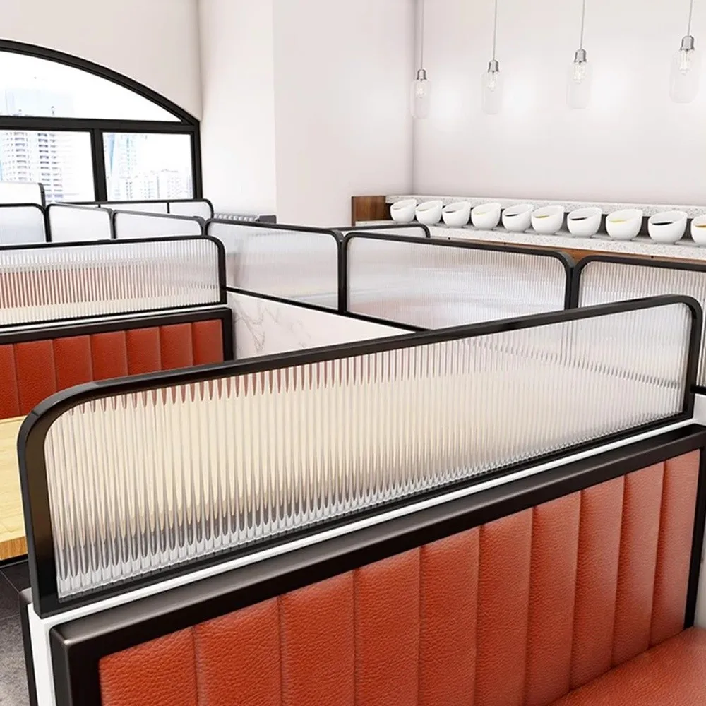 Glass Dividers for Dining Areas Striped Tempered Glass Countertop Partition Restaurant Booth Office Privacy Screen Panel