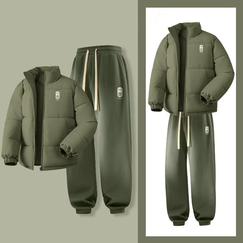 

Youth Winter Parkas Sets Pants Jacket Man Women Windbreaker Thicken Tracksuits Outdoor High Quality Chinese Style Trendy Clothes