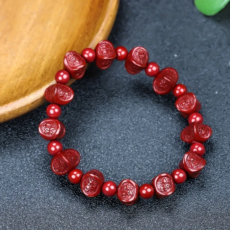 Pulsera de cinabrio rojo Pulsera con colgante de cinabrio de moda unisex