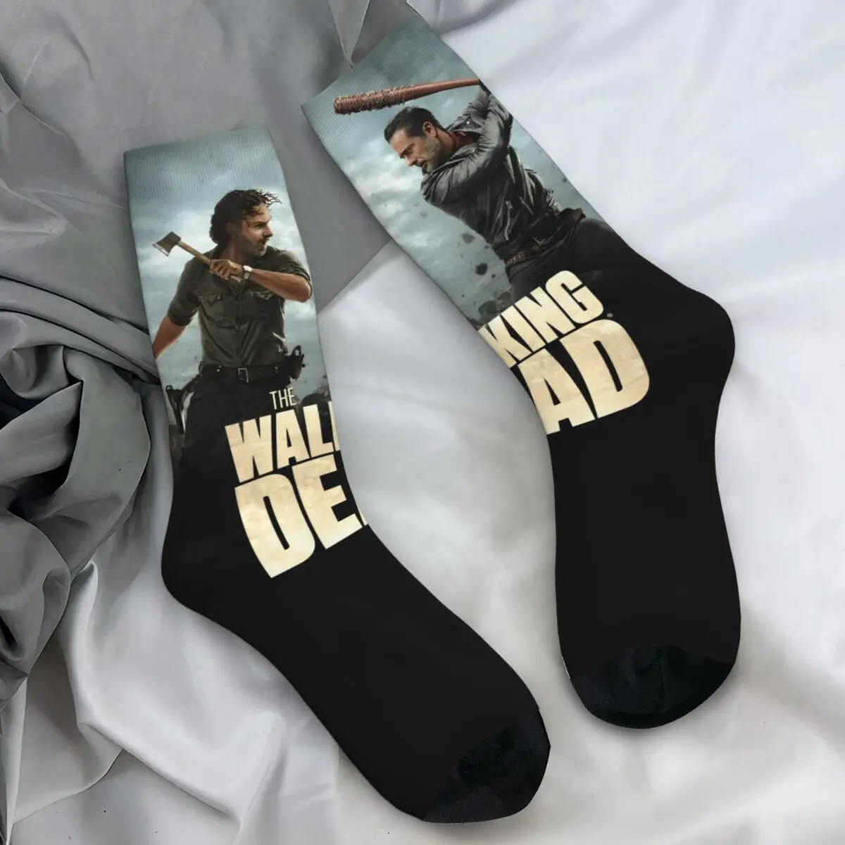 Medias The Walking Dead, calcetines informales con patrón de televisión de terror americano, calcetines antideslizantes de primavera, calcetines cómodos para escalar para hombres