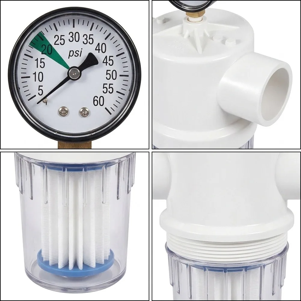Filter Cartridge Assembly Featuring Pressure Gauge for Jandy For Ray For Pro Spa Pool R0374600 1.5 in 2 in Plumbing Fit