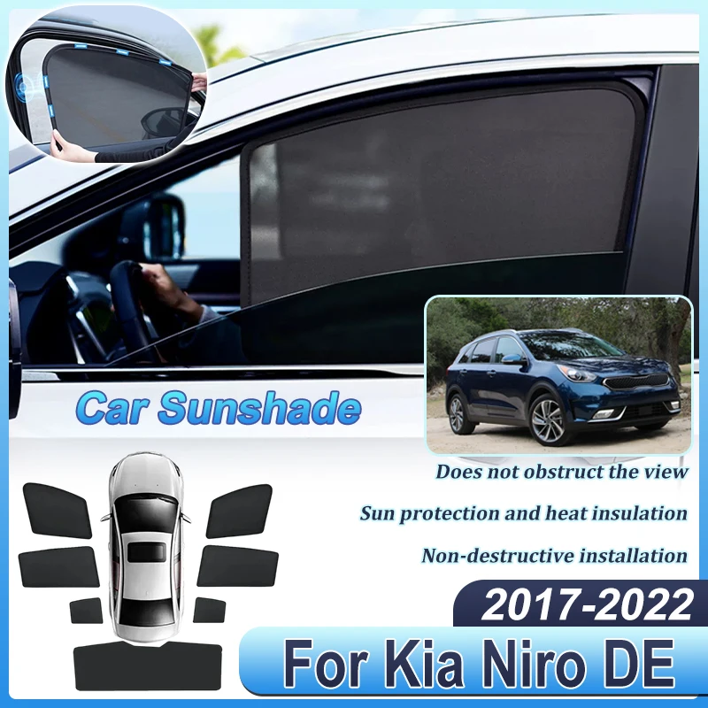 

Car Sun Shades For Kia Niro DE Accessories 2019 2017-2022 Sunshades Magnetic Heat Insulation Window Curtain Mesh Visor Auto Part