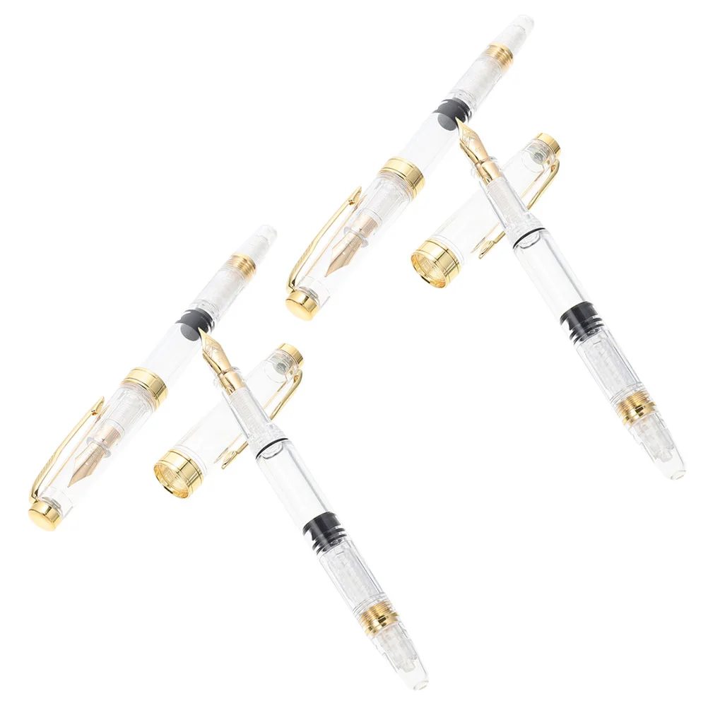 

4 Pcs Metal Piston Pen Pens Transparent Fountain Ordinary Wear-resistant Abs for Office Student Calligraphy