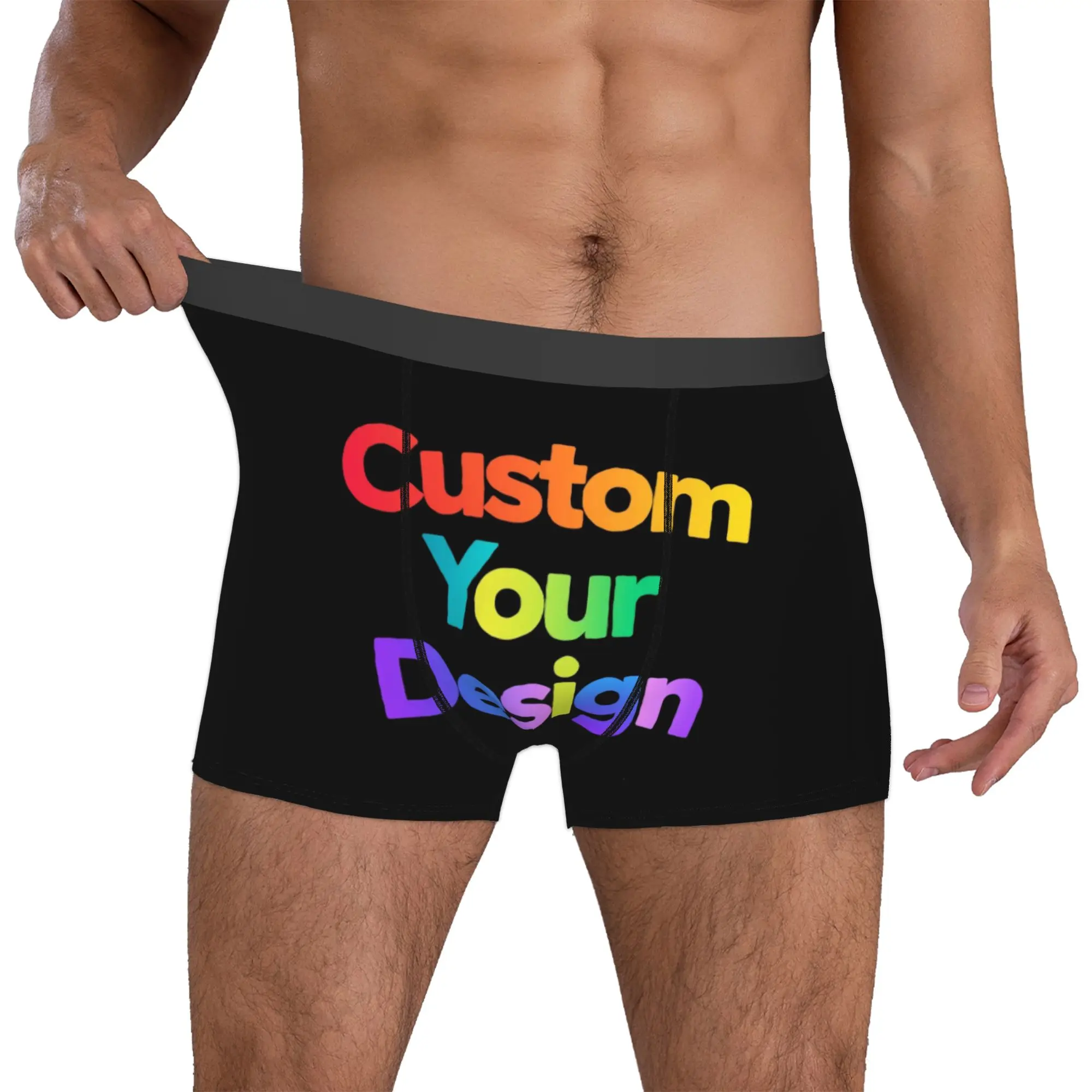 Custom Funny Custom Your Photo Logo Text  Boxers Shorts Panties Male Underpants Comfortable Personalized Image Briefs Underwear