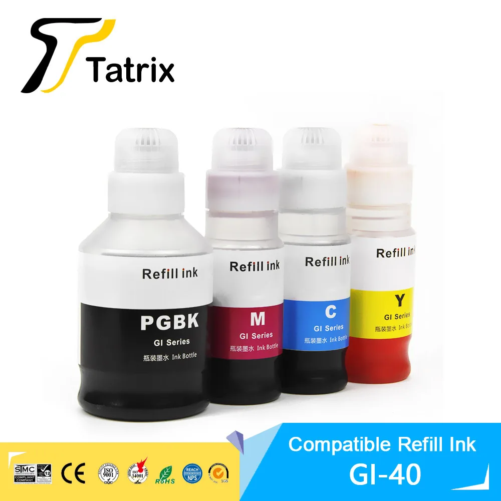 Imagem -03 - Tatrix Gi40 Gi40 Compatível à Base de Água Garrafa a Granel Recarga Tinta para Canon Pixma G5040 G6040 Tintas Impressão