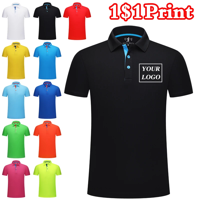 Quick-drying Sports Polo Shirt Custom Design Company Brand Logo/Print Embroidery Breathable Lapel Short Sleeve Tops