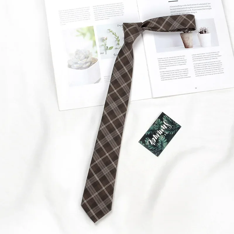 Gravata marrom masculina, presente, estilo universitário, listra de café, retrô, decoração jk, feminino, acessórios kawaii