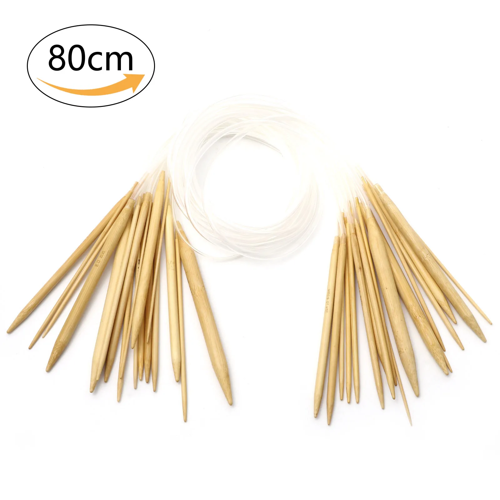 2-10mm Bamboo Beige Plastic Circular Knitting Needles Crochet Needles Pins Needle Craft Tools DIY Sewing Tools 80cm Long,1 Piece