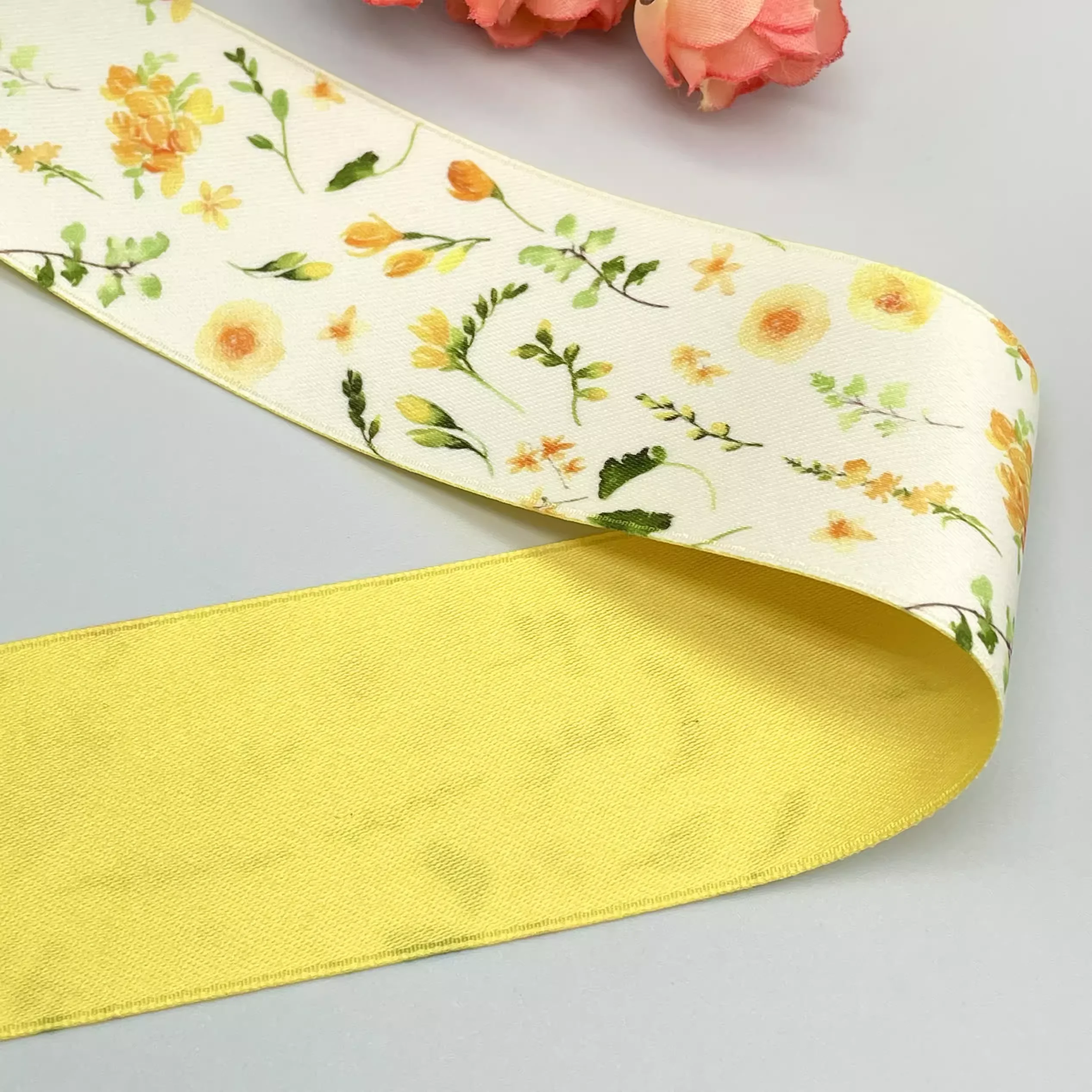 AB face flower 5Yards38mm ribbon DIY handmade material Headwear for hair bows clothing shoesaccessories 240612