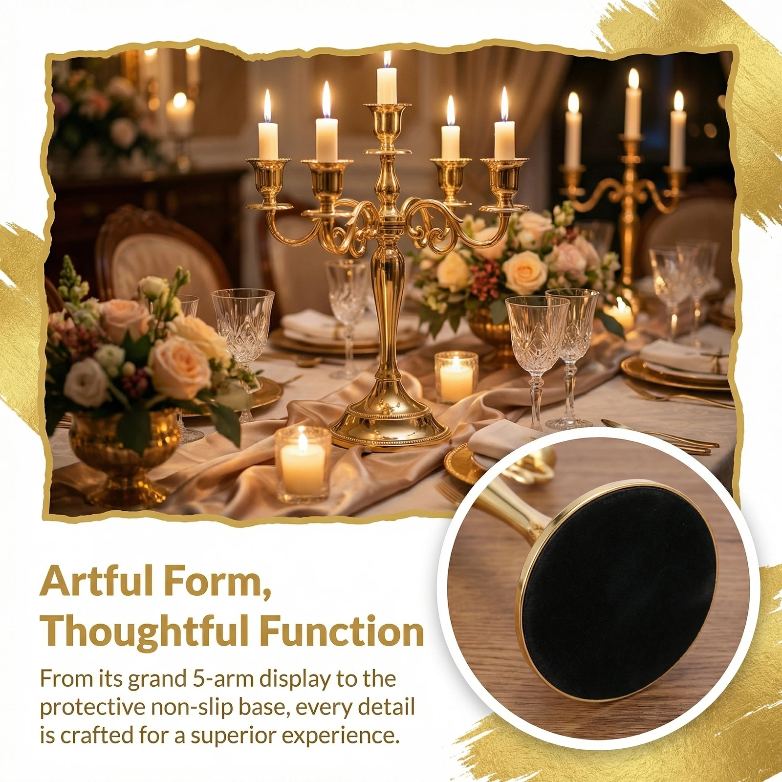 

10.63 Inch 5-Candle Candlestick Candle Holders Detachable Candle Holders Decorative for Home Wedding Church Halloween Party