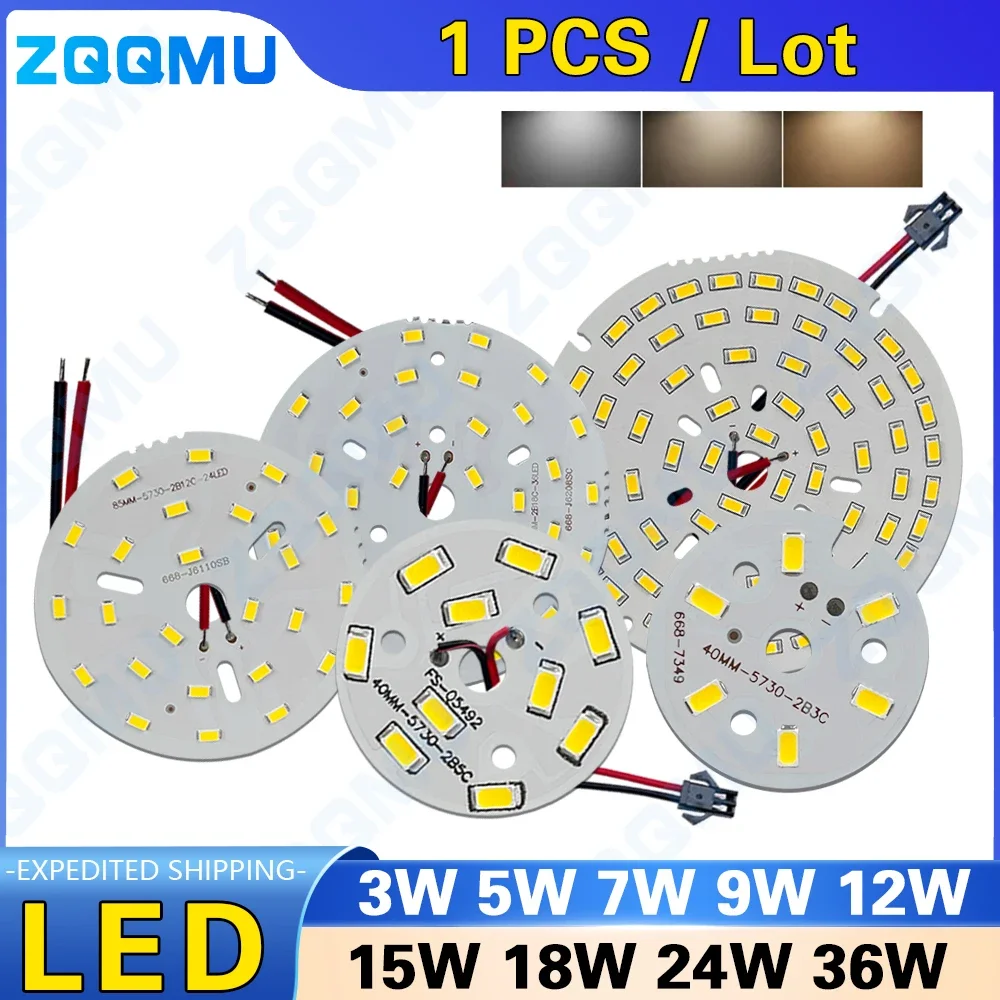 1PCS LED Ad Alta Luminosità 3W 5W 9W 15W 18W 24W 36W 50W Sorgente di Luce Rotonda Lavagna Luminosa Lampadina FAI DA TE Rotonda Trasformazione