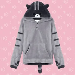 Cute Cat Backyard Sweater Hoodie Coat Animation Thickened Top Costume Daily Outfits