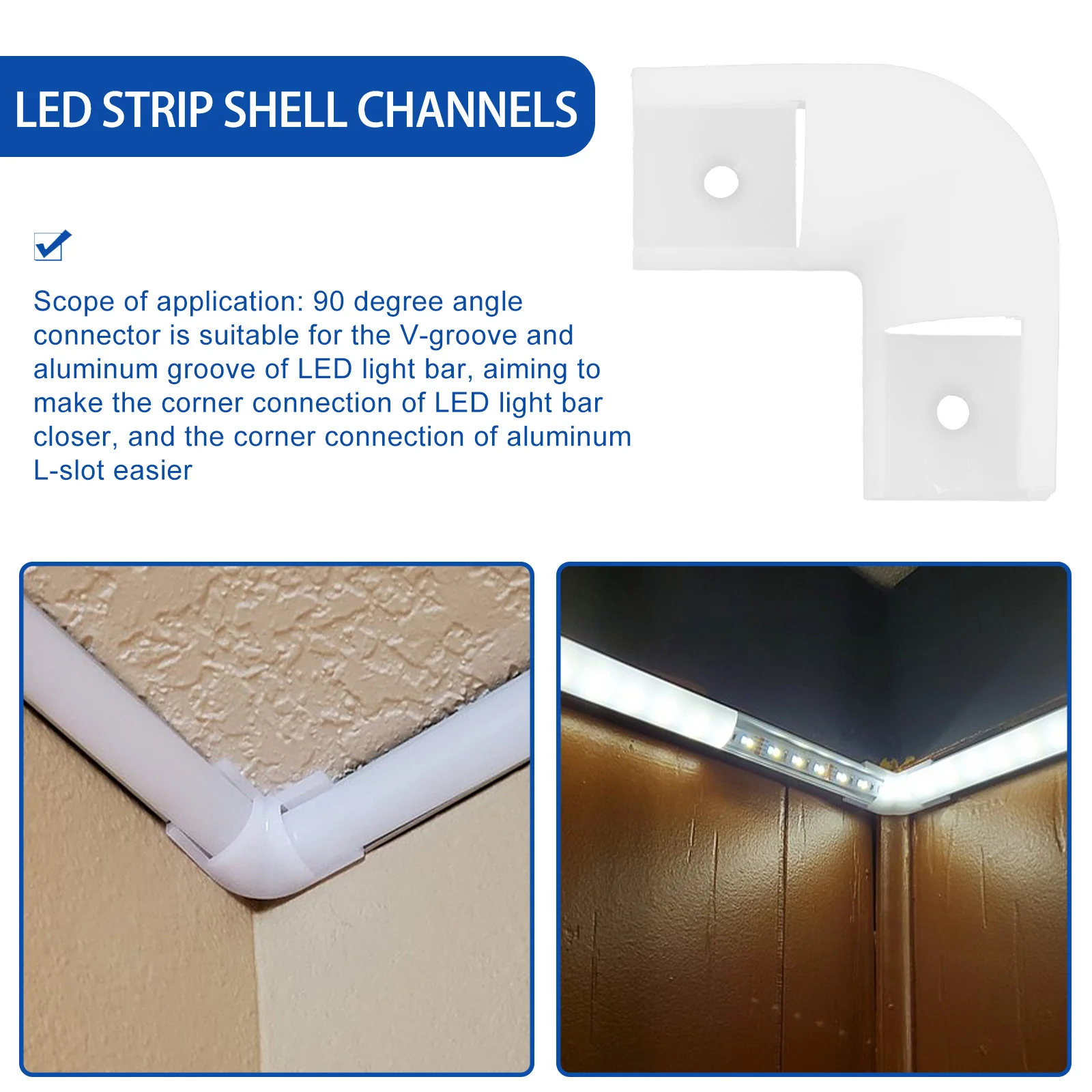 

25Pcs Connectors for Light Strips L Shape Corner Connection 90-Degrees Shell Channels Efficient Light Turn