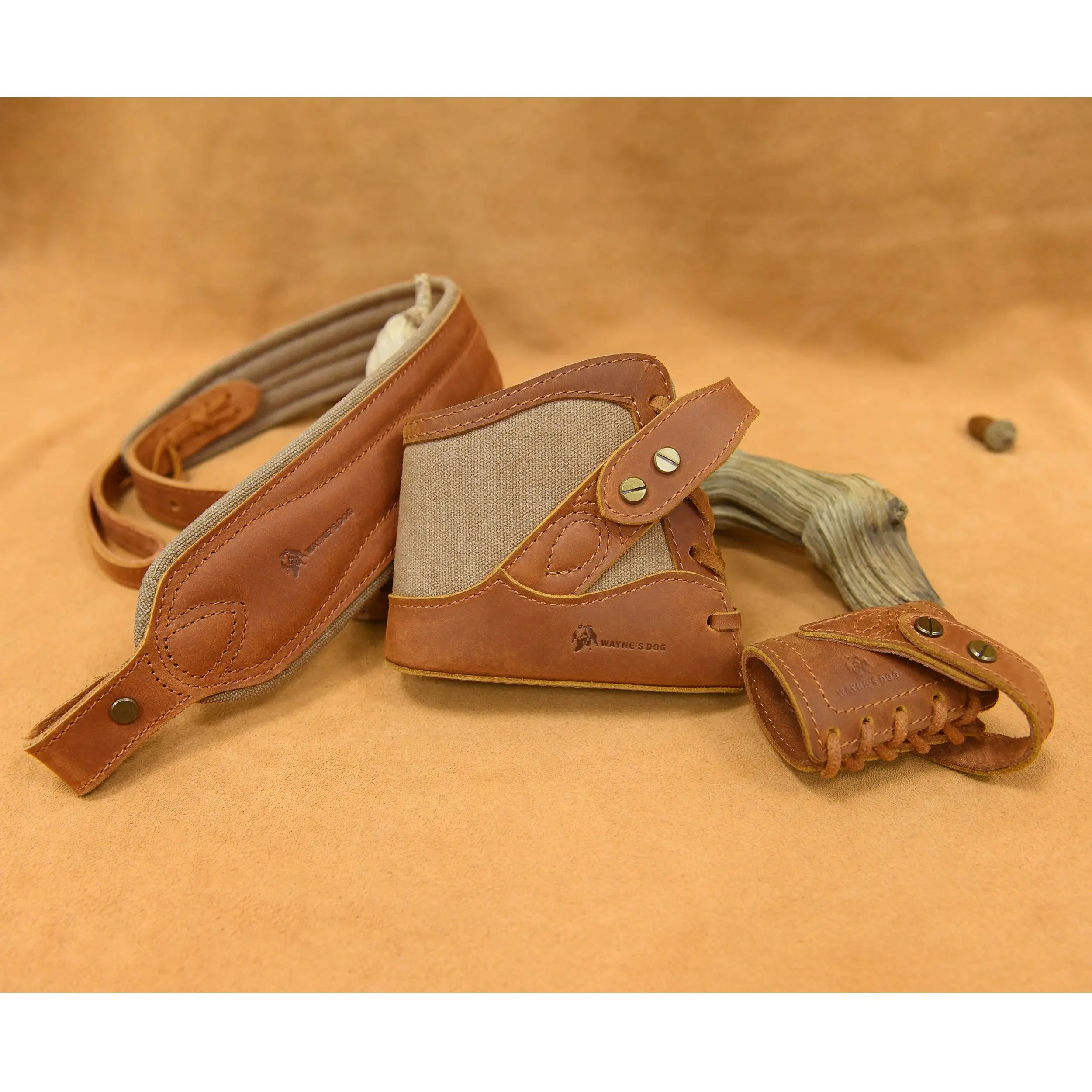 

No Drill Canvas Leather Rifle Recoil Pad Buttstock Cover Holster with Barrel Mount ,Hunting Gun Sling Strap