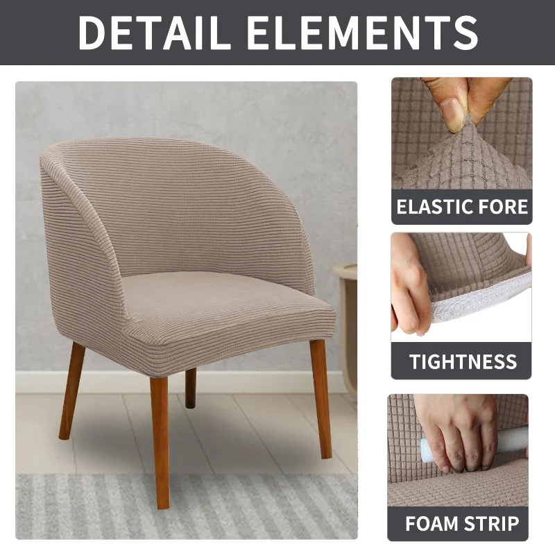 Customizable  Accent Round Seat Cover Slipcovers Curved Back Dining Chair Protector Cover for Kitchen Living Dressing Ro