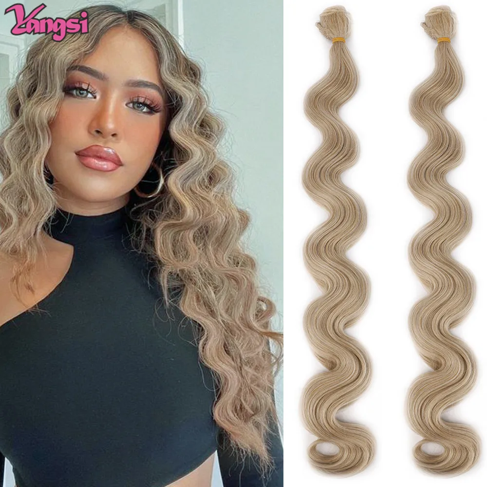 

Full Star Body Wave Crochet Hair 26Inch Soft Long Synthetic Hair Goddess Braids Natural Wavy Ombre 613 Blonde Hair Extensions