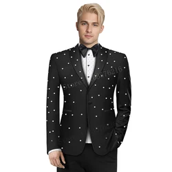 Fato de casamento de cristal moda masculina, noivo feito sob medida, ocasiões formais, ternos de festa para cantores, B03, 2 peças