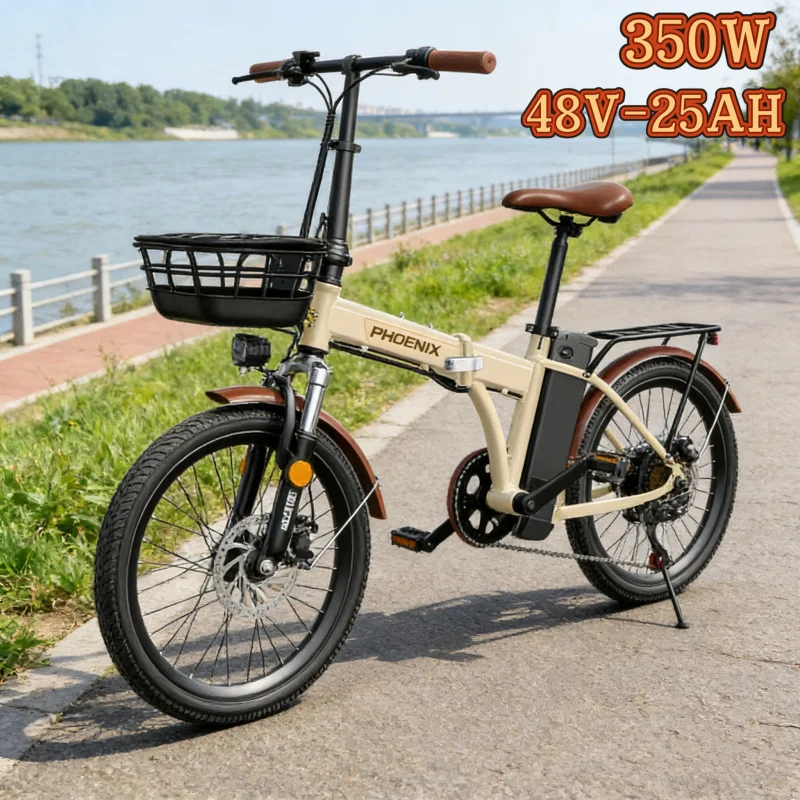 

Электрический велосипед с 20-дюймовыми шинами, двигателем 350 Вт, аккумулятором 48В25Ач, складной, для взрослых, с рамой из высокоуглеродистой стали, комфортный электровелосипед