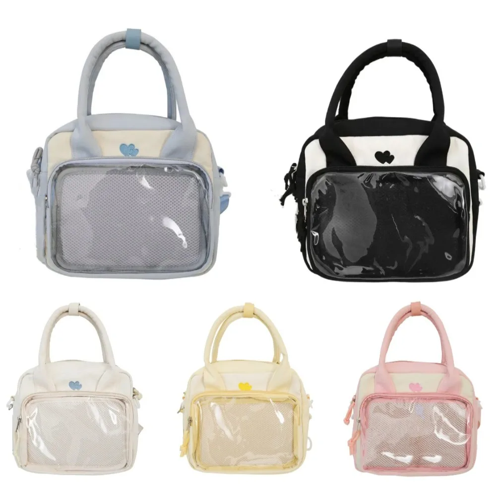 Y2K Transparent Japanese Shoulder Bag JK Itabag Students Cartoon School Bag Handbag All-match Clear Toys Pocket Backpack