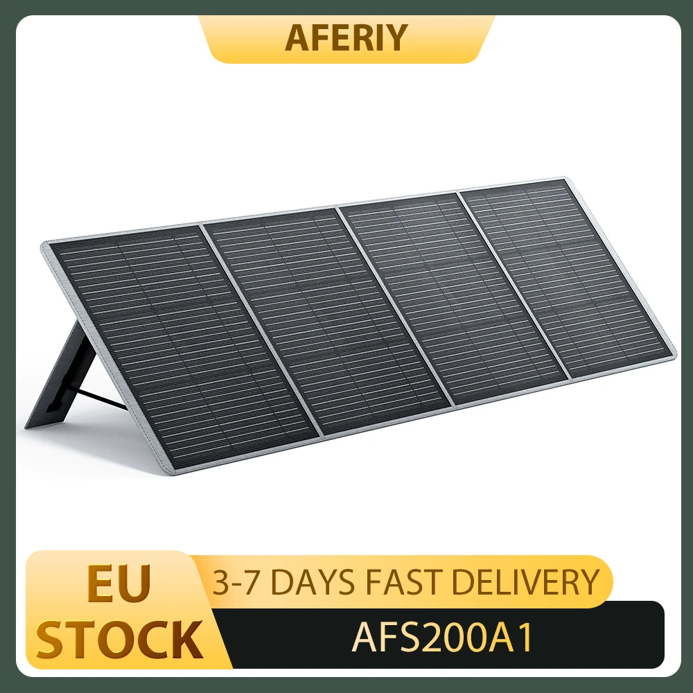 AFERIY ‎ Panneau solaire portable pliable AF-S200A1 200W, taux de conversion d'énergie de 23%, panneau solaire étanche, béquille réglable