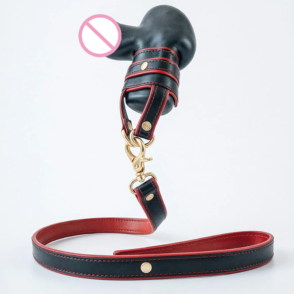 SHAZ Male Scrotum Restraint Chain Belt Leather Bondage Harness Adjustable Testicle Strap BDSM Adult Couple Game Sex Toys for Men