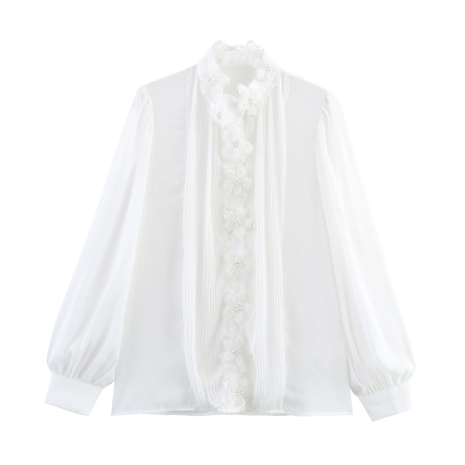 قميص نسائي عصري بتصميم ربيعي جديد من JNLEAOG، ياقة صغيرة قائمة، أكمام طويلة، زخرفة زهور، تطريز ثلاثي الأبعاد، نمط فرنسي، قصة ...