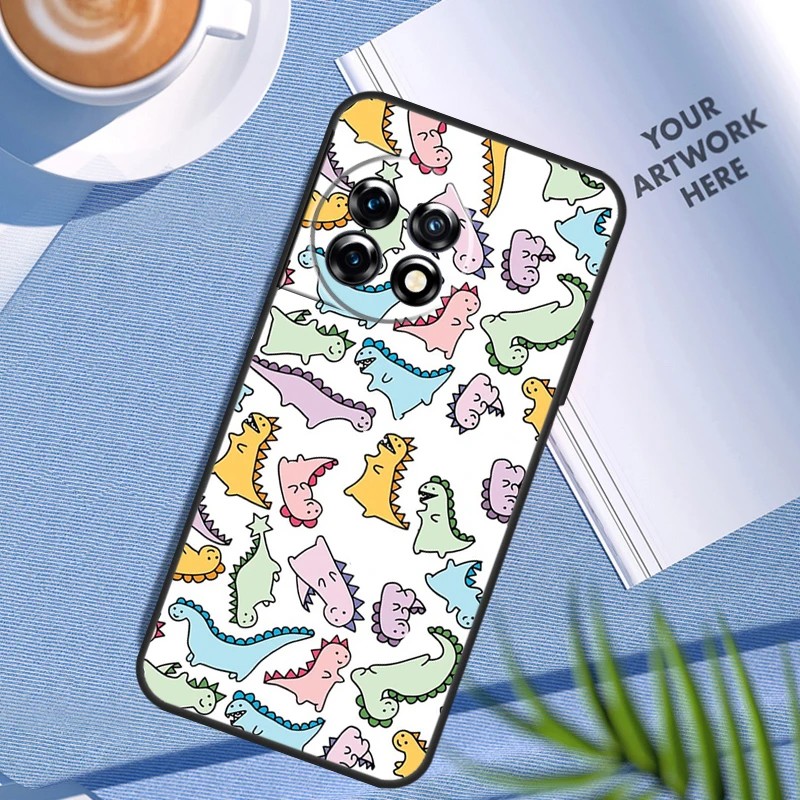 Fun Dinosaur Pattern Dino Case For OnePlus Nord N200 N100 Nord 3 2T CE 2 Lite OnePlus 12 11 10 Pro 10T 10R 12R Cover image 3